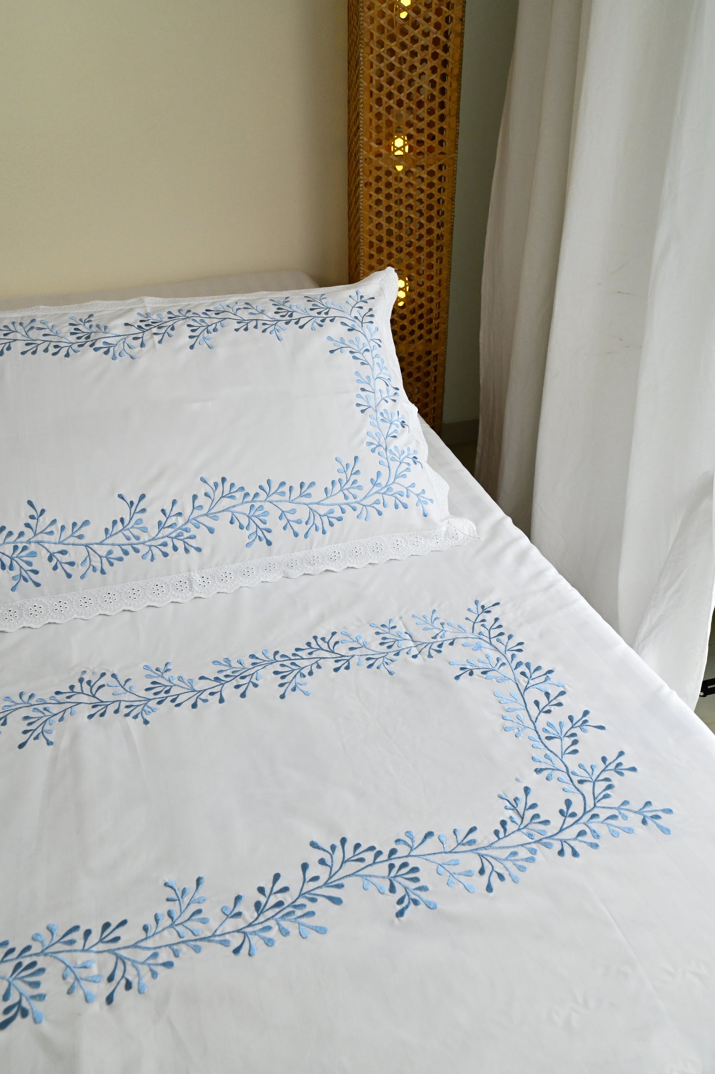 White with Blue Accents