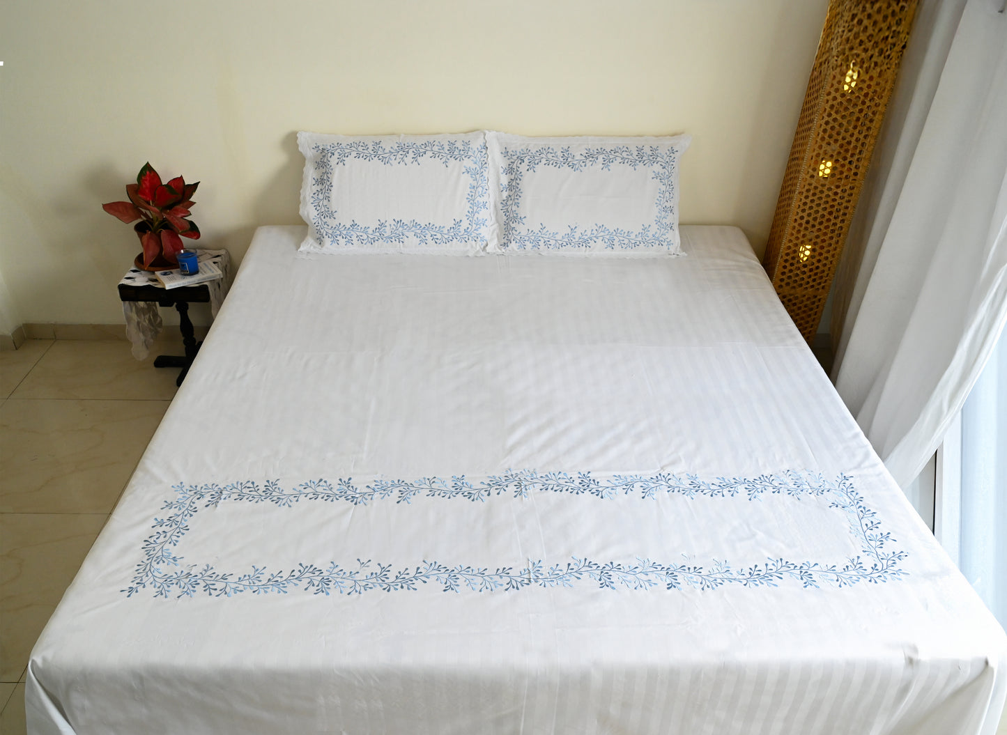 White with Blue Accents